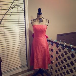 Watters &Watters Salmon Strapless Dress Bow Back